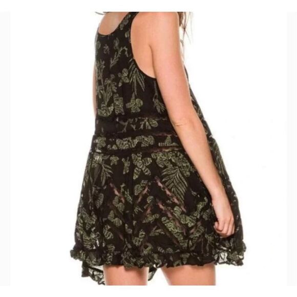 Intimately Free People Voile & Lace Trapeze Dress Rare Green Floral Print Sz Sm - Picture 15 of 16